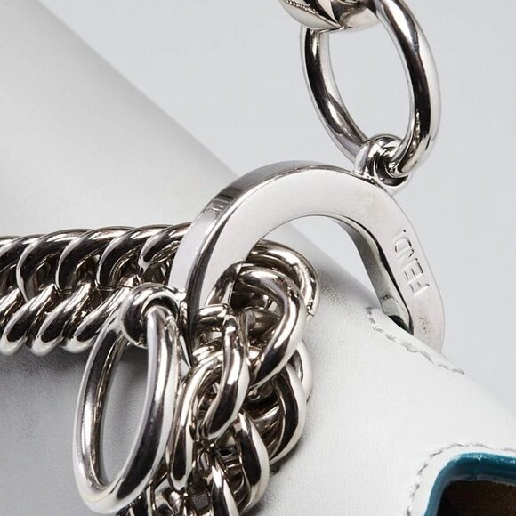 Fendi Light Blue Smooth Leather Kan I Medium Shoulder Bag 8BT283 - Picture 7 of 12